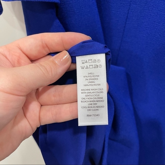 Cynthia Rowley Cold Shoulder Ruffle Blue Shift Dress Size 10 Evening - Picture 5 of 7